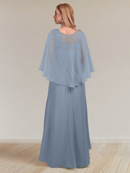 A-Linie/Princess-Linie V-Ausschnitt Chiffon Lange Abendkleider mit Jacke und Applikationen