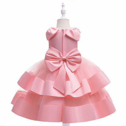 Prinzessin Ballkleid U-Ausschnitt Stufenkleid Blumenmädchenkleider mit Perlen