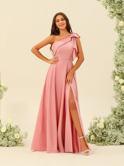 A-Linie/Princess-Linie One-Shoulder-Träger Schlitzte Seite Brautjungfernkleider