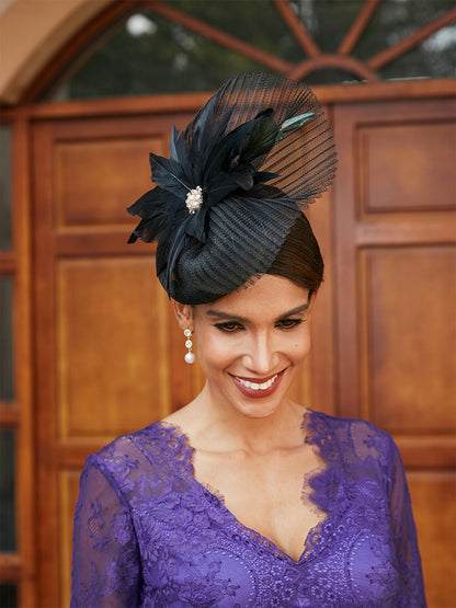 Elegante Tüll Fascinators mit Federn