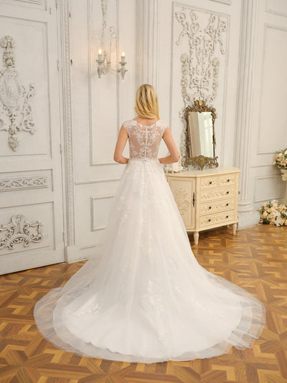Ärmellose Lange Brautkleider mit V-Ausschnitt Applikationen Und Perlen
