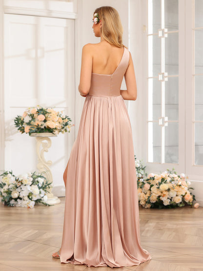 A-Linie/Prinzessin-One-Shoulder-Lange Abendkleider mit Geschlitzter Seite